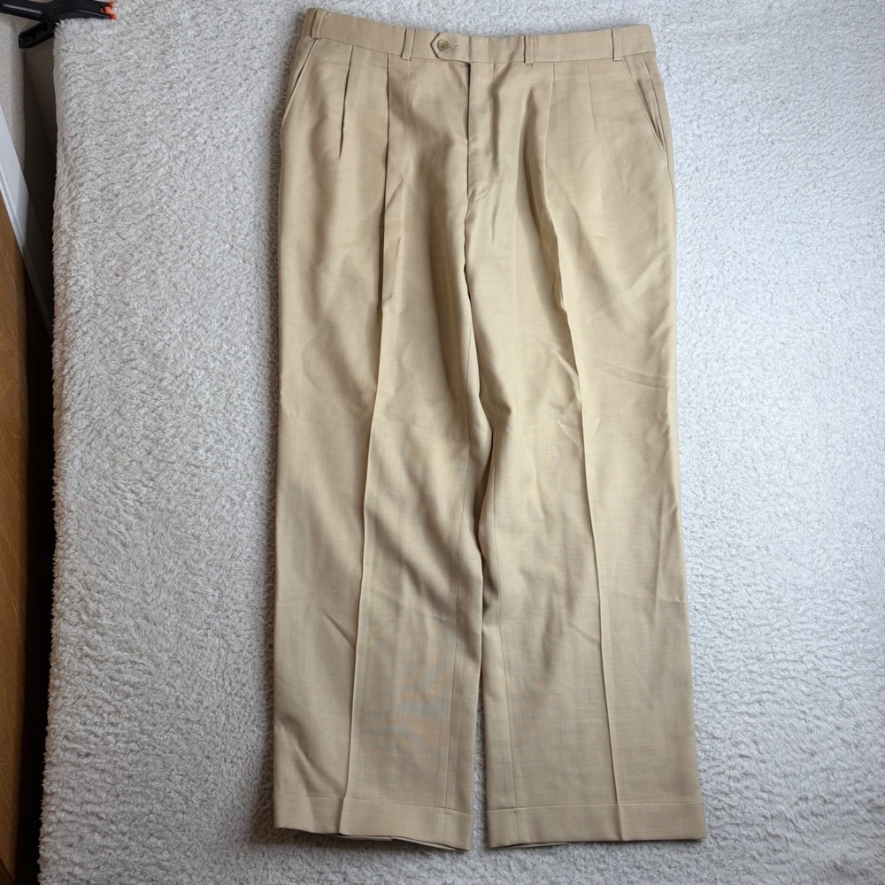 Lauren Ralph Lauren Linen pleated Beige Dress Pants Trousers 37x30